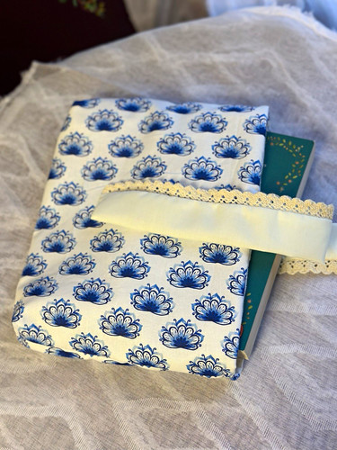 Blue white floral - &, fabric