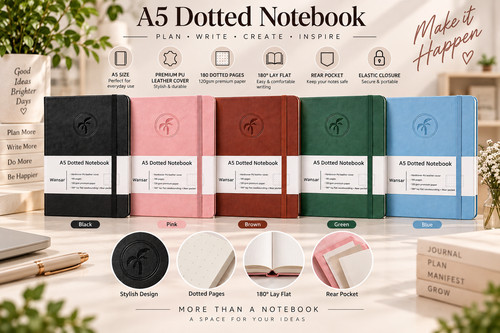 Hardback dotted notebook - a5,